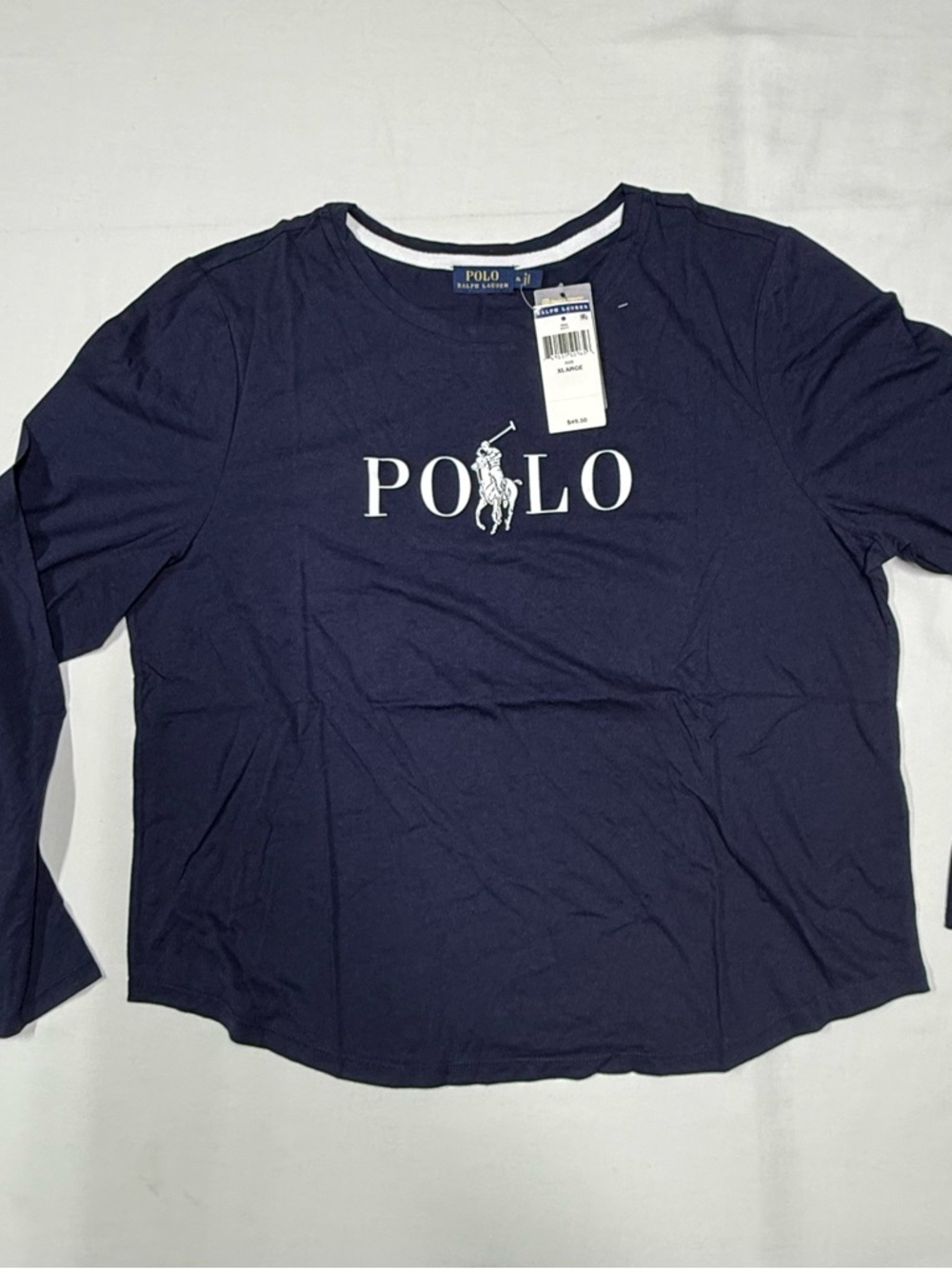 NWT Polo Ralph Lauren Women’s Long Sleeve Tee T Shirt Blue Big Pony 49.50